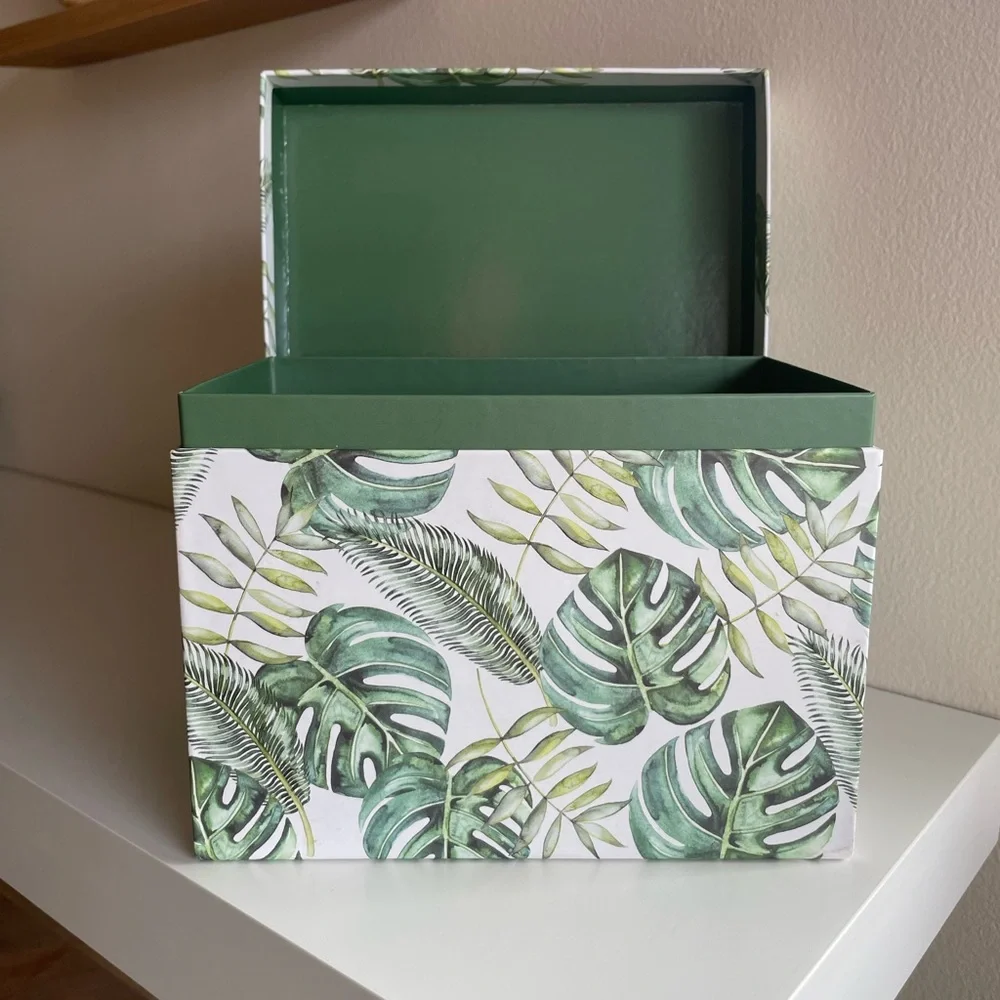Tropical Leaf Print Storage Box
